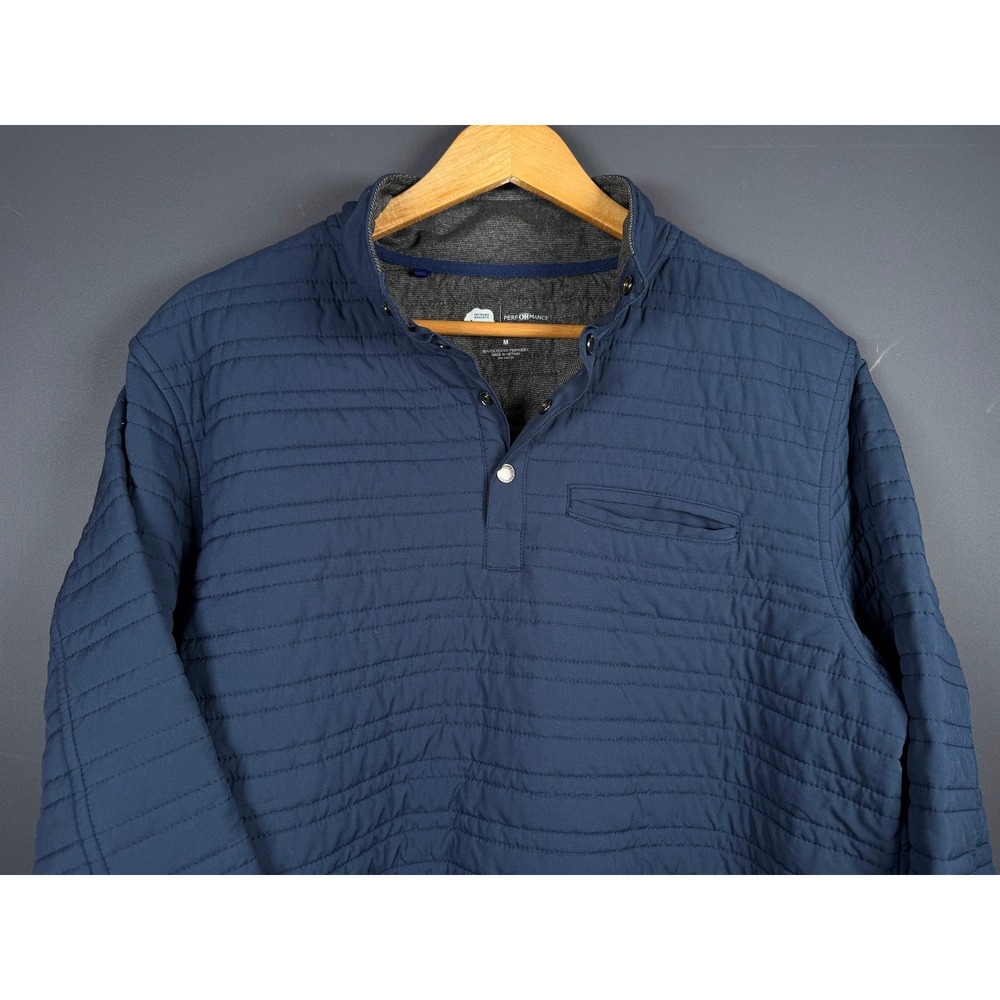 Onward Reserve Performance Quilted Pullover Navy Blue Mens Medium Snap Mock Neck